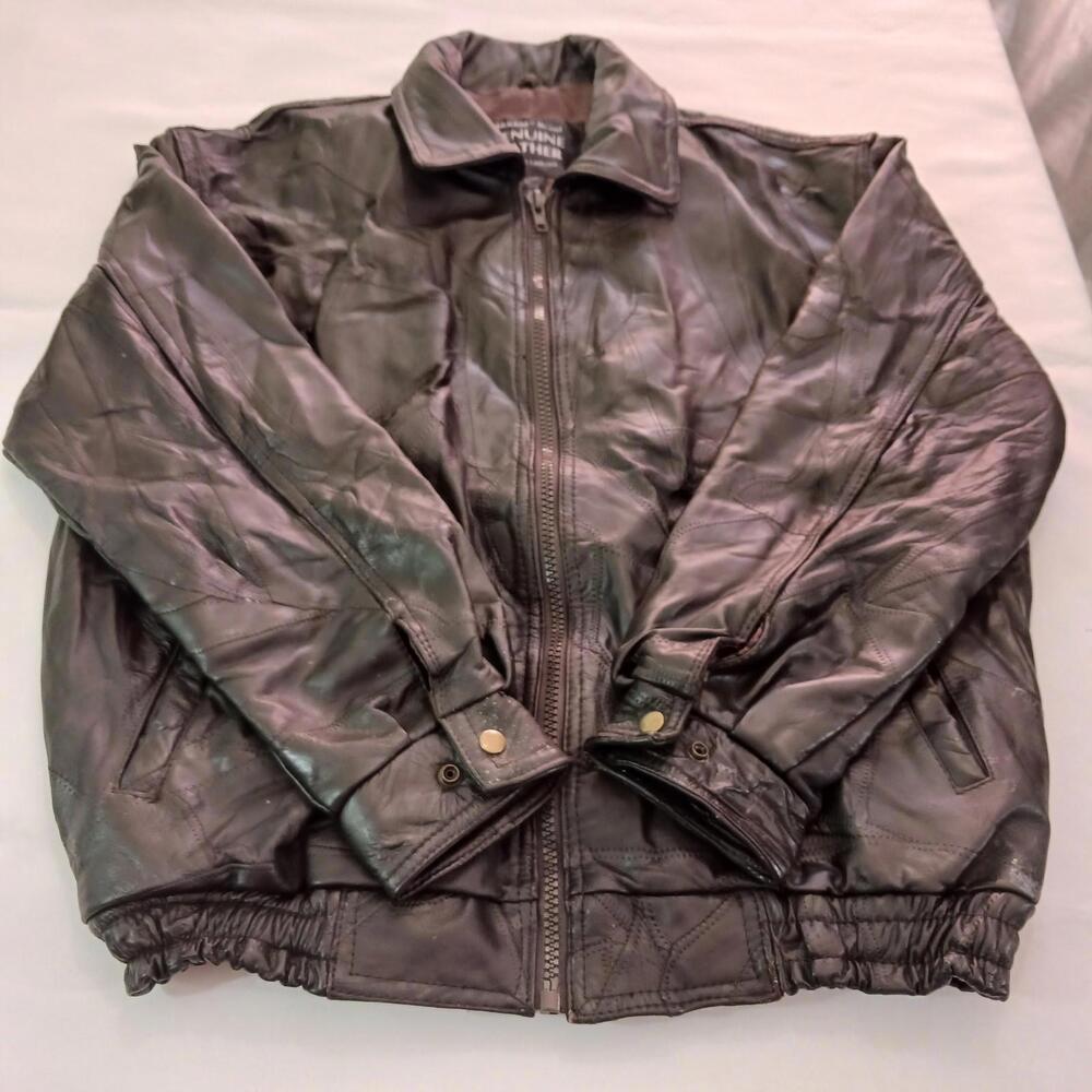 Vintage Maxam Brand Men's Brown Genuine Leather Top Grain Lambskin Jacket Sz XL